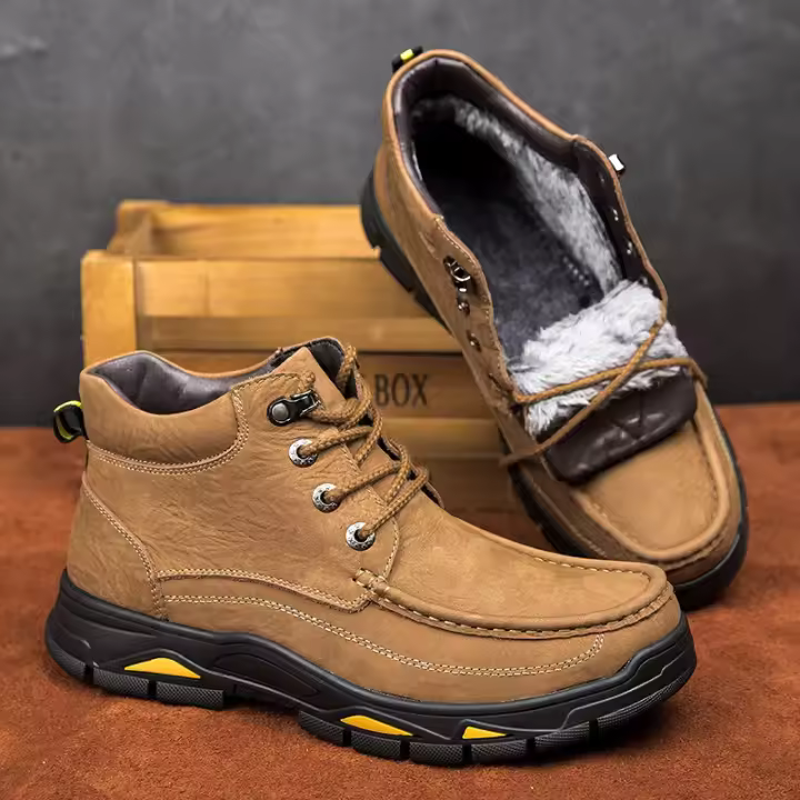Zapatos de hombre al aire libre de terciopelo de piel de vaca de primera capa de cuero mate de alta calidad - 1