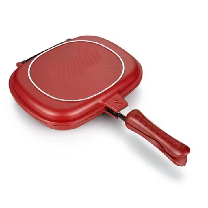 Sartén cuadrada de doble cara, bandeja antiadherente para hornear tortitas, sándwich para acampar en interiores y exteriores, 32cm - 1