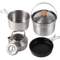 Cocinas de acero inoxidable para exteriores, de 4 piezas juego familiar, portátil, para Picnic, sopa, freír, vaporera, para el hogar - details 10