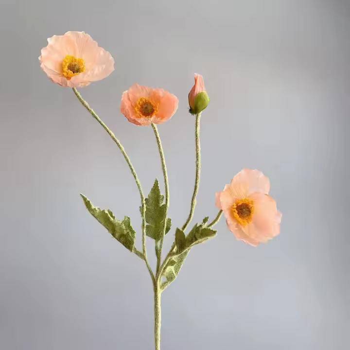 Decoración de fiesta, tallo flocado realista, preciosas flores de amapolas falsas de tacto Real, ramo de imitación, plantas de seda, Papaver Rhoeas artificiales - 1