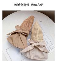 Visera anti ultravioleta tejida de paja para mujer Summer Sun con pegamento negro grande junto al mar, sombrero para el sol transpirable - details 12