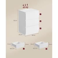 Mesita de Noche Moderna Blanca Nube LET631W14 Estación de Carga, Mesa Auxiliar con 3 Cajones, 2 Tomas AC, 2 Puertos USB - details 2