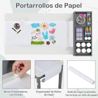 Juego de mesa de arte y actividades para niños, mesa de manualidades con 2 sillas, rollo de papel, estantes y 4 cestas de tela, para niños en la sala de juegos (gris) - details 3