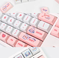 Juego de 129 teclas PBT para teclado mecánico, teclas de color rosa Steam Rabbit para Gaming, personalizadas, MX Switche, SYE-SUB, XDA - details 5