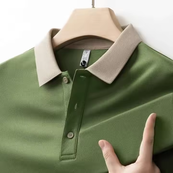 Nuevo polo de negocios informal de manga larga de color sólido para hombre, un top versátil que está a la moda, cálido y cómodo para - 1
