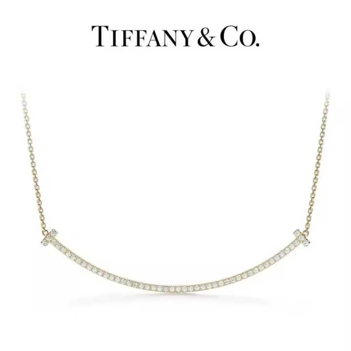 ΤΙΦΑΝΗ ™ Colgante de Sonrisa en Oro de 18k, Collar Clásico de Moda con Diamantes - Grande - 1