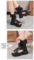 Botas retro de cuero de vaca para mujer 2025 verano Sandalias romanas con suela gruesa y con agujeros - details 6