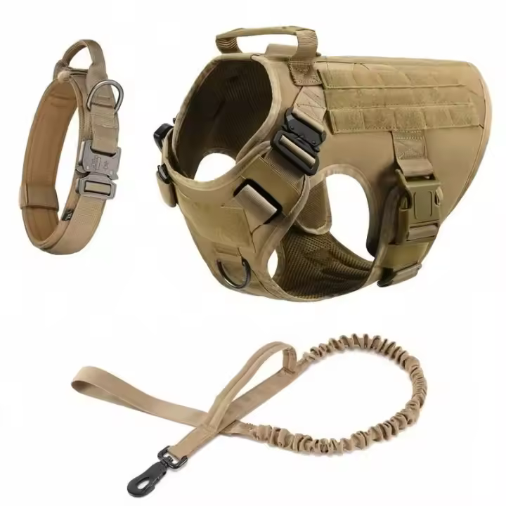 Correa para perros grandes, chaleco de entrenamiento para caminar, arnés y collar para perros de todas las razas, pastor alemán Malinois - 1