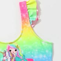 Traje de baño deportivo para niñas bebés de dibujos animados 2025 con estampado lindo de arcoíris dividido para niños. - details 3