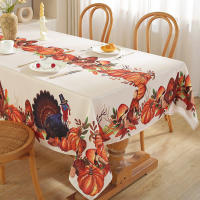 Mantel de mesa de calabaza de pavo divertido, cubierta de mesa rectangular, decoración para cena de Acción de Gracias y Navidad - details 5