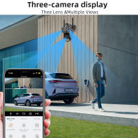 Sistema de seguridad WiFi inalámbrico HD de 3 cámaras y 9 MP, 360 ° Monitor panorámico para el hogar con visión nocturna en color y control remoto por teléfono, adecuado para interiores y exteriores/IP65Impermeable/Voz bidireccional/Seguimiento móvil/Alma - details 15