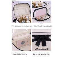 Bolsa de almacenamiento de cosméticos de PU impermeable con cremallera, bolsa de maquillaje con lazo a prueba de polvo, bolsa de lavado multicompartimento de gran capacidad - details 5