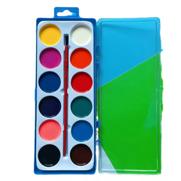 Juego de pintura de acuarela semiseca sólida, pintura artística, polvo de acuarela, caja de plástico, cepillo de montaje - 1