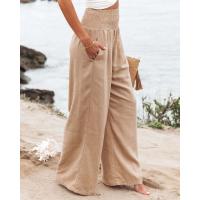 Primavera y verano, superventas, ropa para mujer, nuevos pantalones casuales de pierna ancha tejidos de algodón y lino, pantalones de pierna ancha para playa para mujer - details 3