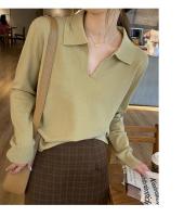 Suéter con cuello de Polo para mujer, jerseys de manga larga, Tops de punto Delgado, Jersey suave, ropa de calle Simple, Otoño e Invierno - details 4
