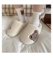 Zapatillas de algodón de animales peludas de invierno para mujer, lindo oso, chanclas de terciopelo cálidas y acogedoras, zapatillas de nube suaves - details 1