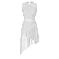 Elegante Traje de Patinaje de Hielo para Mujeres Leotardo de Ballet de Malla Transparente sin Mangas Traje de Baile Lírico Contemporáneo - details 96