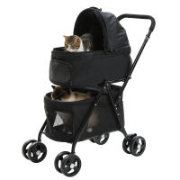 Carrito para mascota, plegable,para perros y gatos, con ruedas giratorias de 360 grados y cinturón de seguridad - details 12