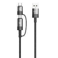 Cable de datos Woox 2 en 1 480MPS USB a Micro+Tipo-C A/C compatible con carga QC 30W 1m Blanco y Negro MX0001 Cable USB C - details 1