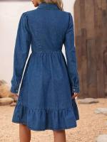 Camisa Elegante de Denim Azul con Volantes Moda de Verano 2021 para Mujeres Estilo Casual - details 3