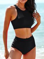 Bikinis 2025, traje de baño de cintura alta para mujer, traje de baño con cuello sólido, chaleco deportivo para mujer, bañadores, traje de baño, ropa de playa de verano - details 7
