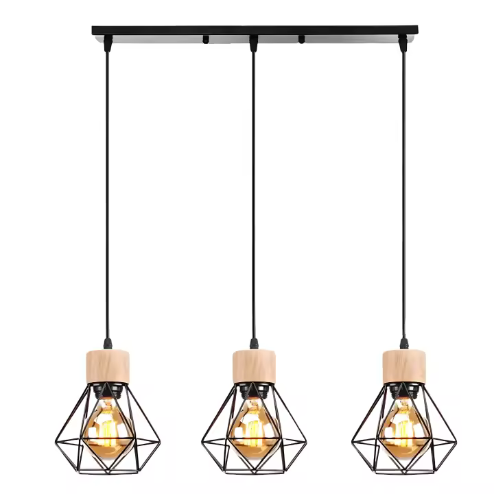 Goeco Lámpara Colgante de Araña Tres Pantallas Negras 16*21CM Para Sala de Estar, Comedor, Dormitorio 220V Productos Especiales - 1