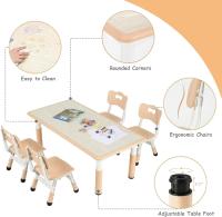 AuAg Juego de mesa multiactividad para niños de 5 piezas, escritorio de estudio para niños, juego de sillas de escritorio para niños, juego de mesa y 4 sillas para niños, altura ajustable - details 44