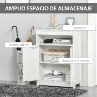 Armario auxiliar de baño con 2 puertas, estante interior ajustable y compartimento abierto, mueble de baño para salón, cocina, 60x30x80 cm, blanco - details 3