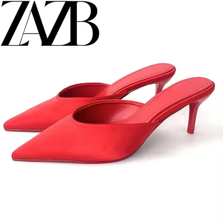 Zapatos de tacón alto de diseño minimalista con tiras puntiagudas de boca poco profunda y tacones altos ahuecados para mujer - 1