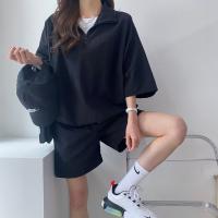Conjunto de dos piezas de pantalones cortos de manga corta con cremallera y cuello alto para mujer 2025 nuevo conjunto de ropa deportiva casual de moda de verano. - details 2