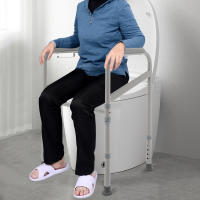 Marco envolvente para inodoro, marco para asiento de baño, barra de soporte de seguridad para inodoro, plegable, 56x46cm/22x18 pulgadas, acero al carbono, PE para inodoros en todo tipo de hogares - details 1