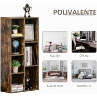 Estantería de Madera Rústica Marrón 7 Compartimentos para Libros, Archivos, Dormitorio, Oficina - details 5