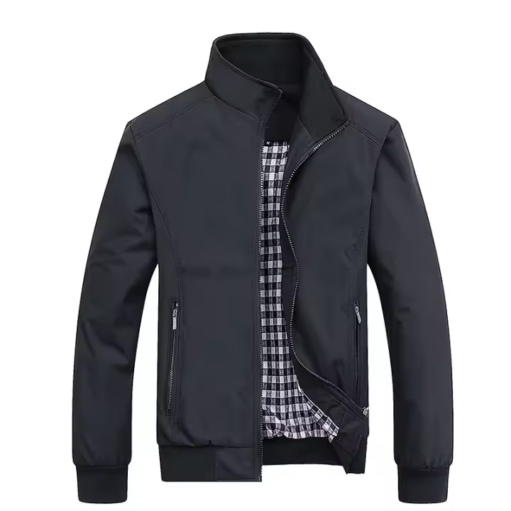 Primavera y otoño invierno casual color sólido moda slim fit béisbol chaqueta de hombre - 1