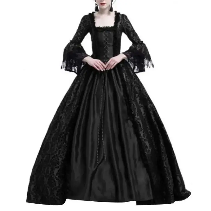 Elegante Vestido de Corte de Palacio con Cuello de Encaje Vestido de Reina Medieval para Fiesta de Halloween - 1