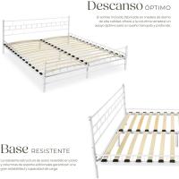 Cama de Boda de Acero Robusto Estructura de Acero con Somier de Láminas de Madera - details 11
