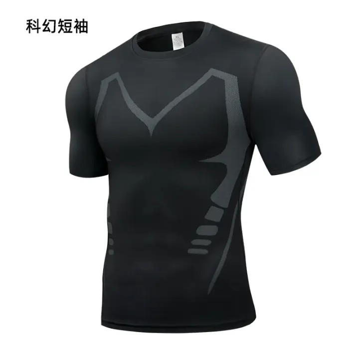 Leggings deportivos para hombre, pantalones de entrenamiento de baloncesto de verano, ropa de fitness elástica y transpirable de manga corta - 1