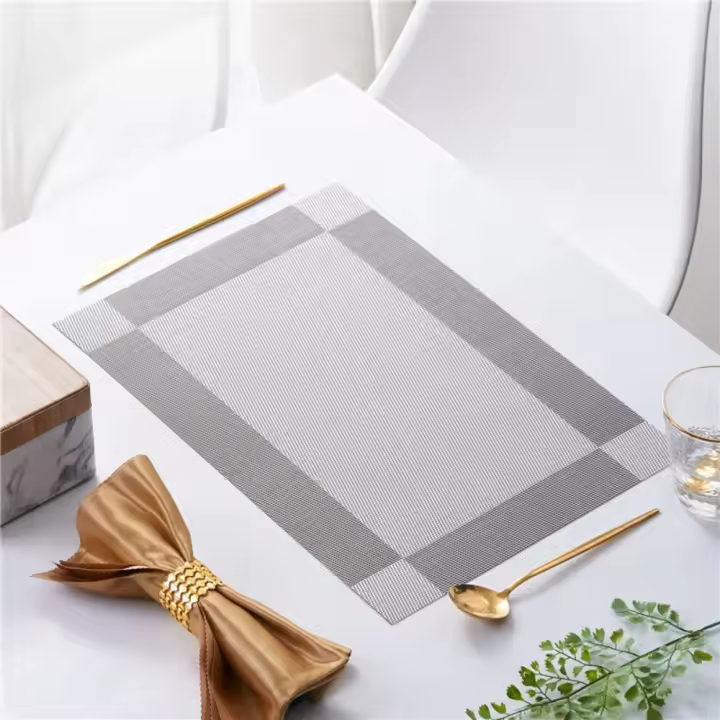 Mantel individual lavable y práctico para fiesta, mantel individual antideslizante Rectangular para mesa de comedor, platos de PVC de estilo europeo, 6 uds. - 1