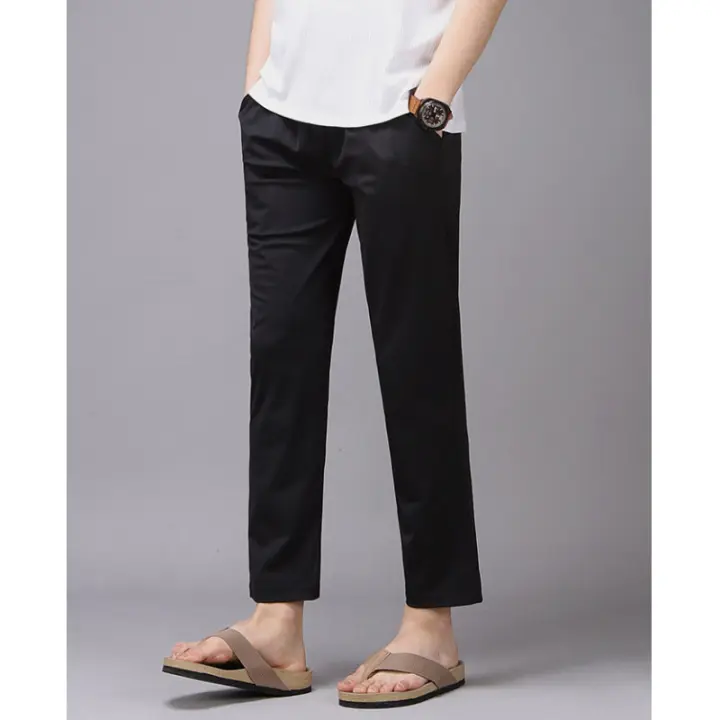 Pantalones informales de seda de hielo para hombre, Pantalones rectos transpirables finos para negocios, ropa de oficina para exteriores, Verano - 1