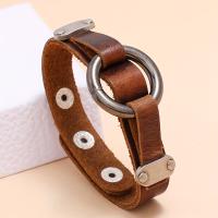 1 unidad de pulsera de cuero de vaca para Hombres, creativa y moderna, joyería, pulsera Punk de Círculo Retro Simple - details 0