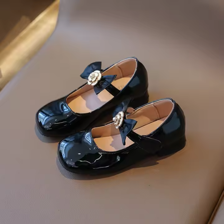 2025 primavera nueva moda coreana zapatos de boda únicos de princesa antideslizantes suaves de cuero para niñas - 1
