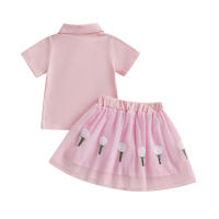 Pudcoco, trajes de verano de 2 piezas para niños y niñas, Tops con estampado de campo de Golf de solapa de manga corta, conjuntos de falda de tul de corte A 6M-4T - details 9