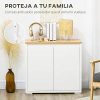 Taburete de Almacenamiento de Armario de Sala con 3 Puertas Estante Ajustable para Cocina Blanco - details 15