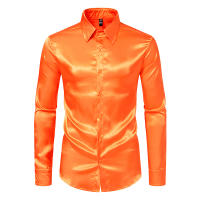 Camisa de vestir de satén de lujo para hombre, esmoquin liso de seda a la moda, informal, para boda, fiesta, graduación y oficina - details 15