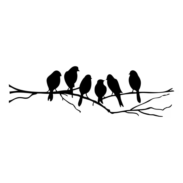 Pegatinas de pared de pájaros en un alambre, pegatinas de pared de pájaros, pegatina de vinilo con cita para sala de estar, sofá, pared, dormitorio, decoración artística, mural - 1