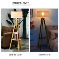 Lámpara de Pie Moderna para Dormitorio Estudio Salón con Luces E27 40W y Pulsador de Pie con Base Trípode Inoxidable 154cm - details 3