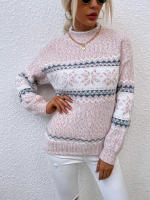 Suéter cálido de punto para mujer, jersey de cuello medio alto, copo de nieve, otoño e invierno, 2023 - details 6