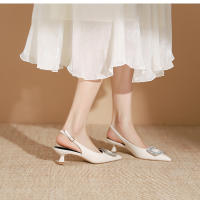 Zapatos de tacón de aguja con diamantes de imitación de metal francés de nuevo estilo para mujer - details 10