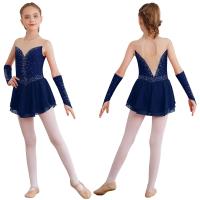 Niños artístico patinaje artístico danza con guantes brillantes Rhies m gimnasia leotardo vestido de tutú de ballet lírico - details 4
