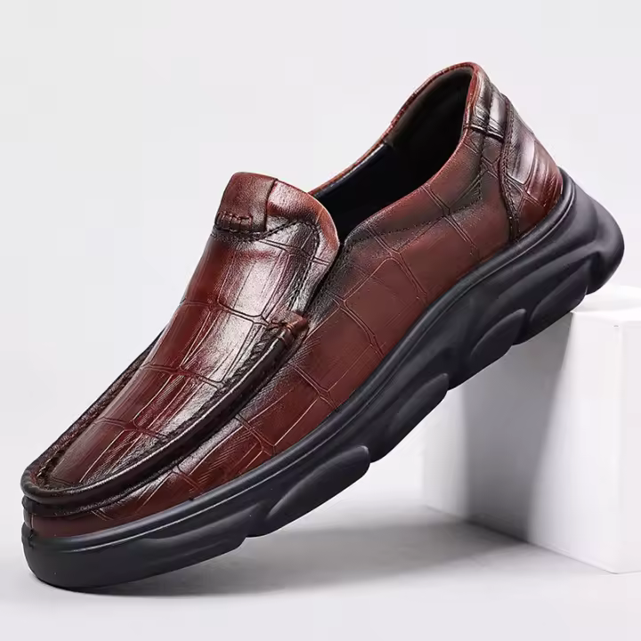 Zapatos de Cuero para Hombres de Primavera Zapatos Formales de Negocios Casuales con Suela Gruesa - 1