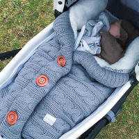Saco de dormir de punto grueso para bebé, forro de Cachemira de imitación infantil, envoltura para recién nacido, manta para cochecito de niño - details 25